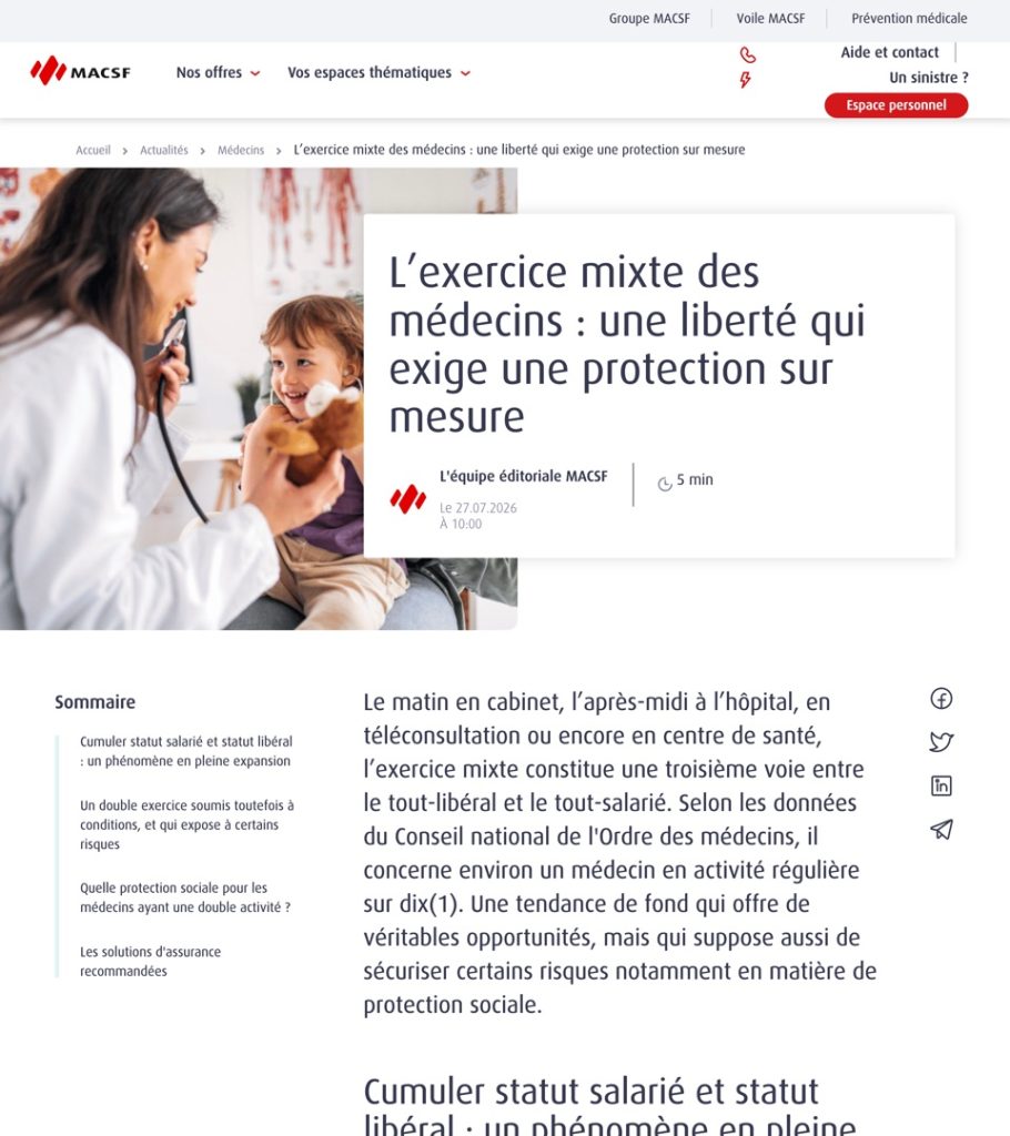L'exercice mixte des médecins : une liberté qui exige une protection sur mesure