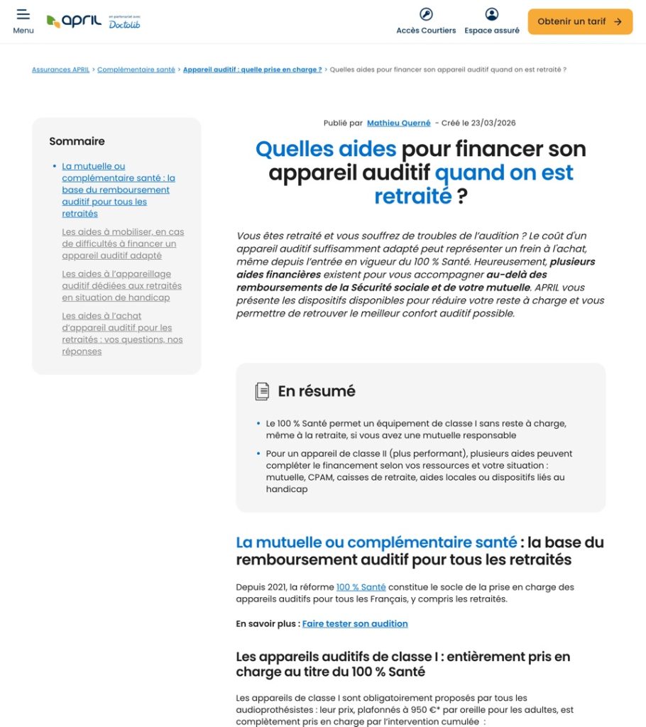 Retraités : les aides de prise en charge d'appareil auditif